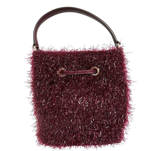 Kate Spade Like TINSEL Burgundy Small Bucket Handbag - Picture 2 of 11